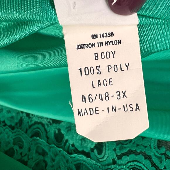 Vintage Lady Romance Nightgown Set Womens 3X Green Satin Lace Trim Feminine - Picture 15 of 16